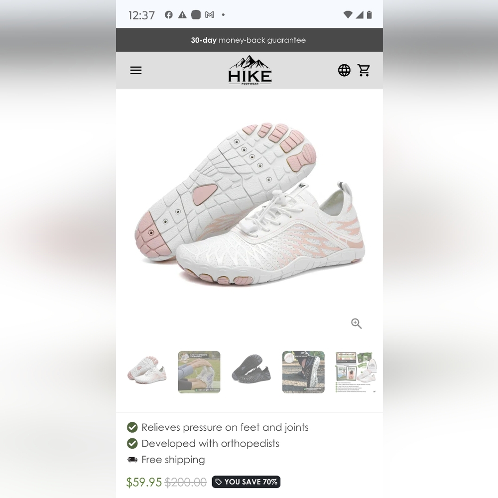 Hike White and Pink Athletic Shoes